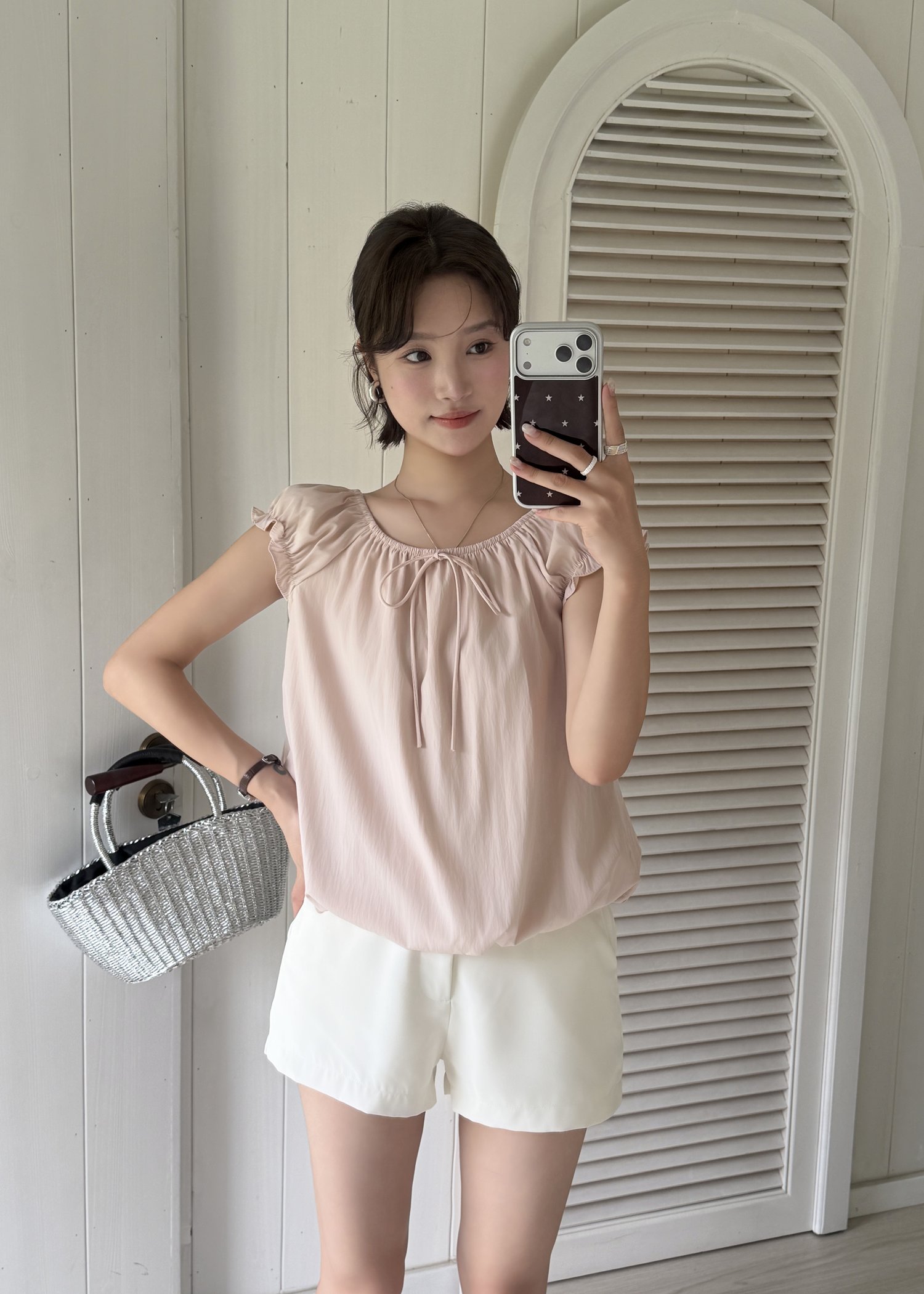 Lana Ribbon Puffy Top in Pink