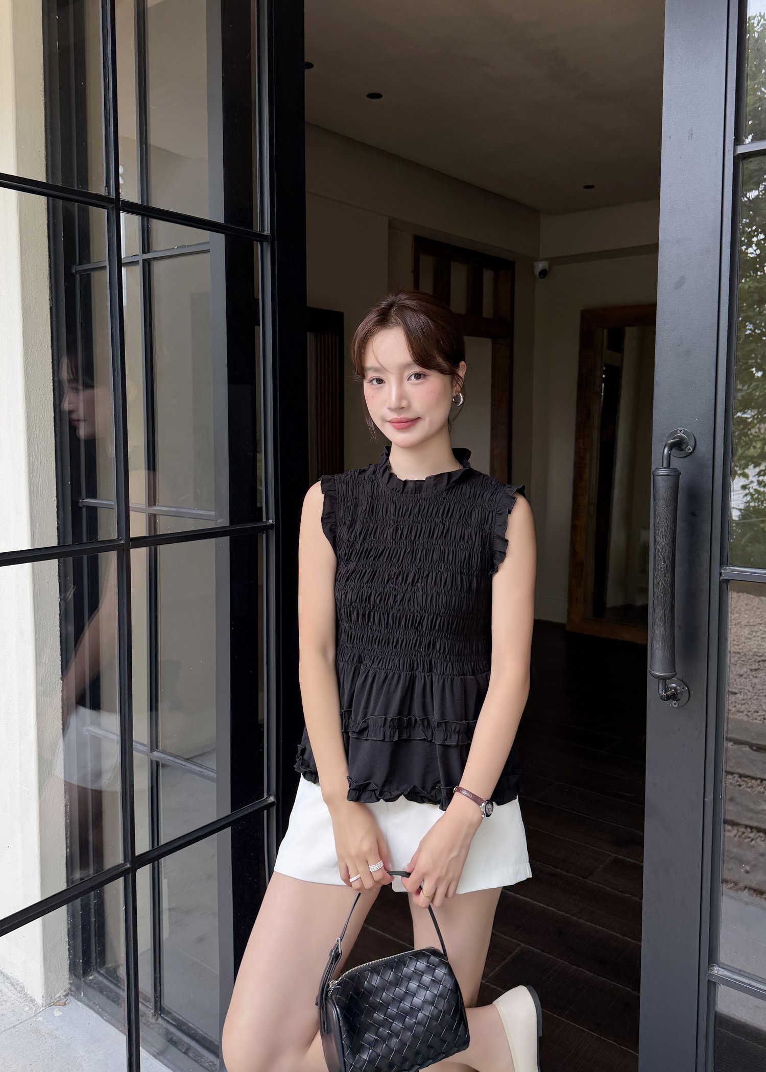 Emmie Ruffles Blouse in Black