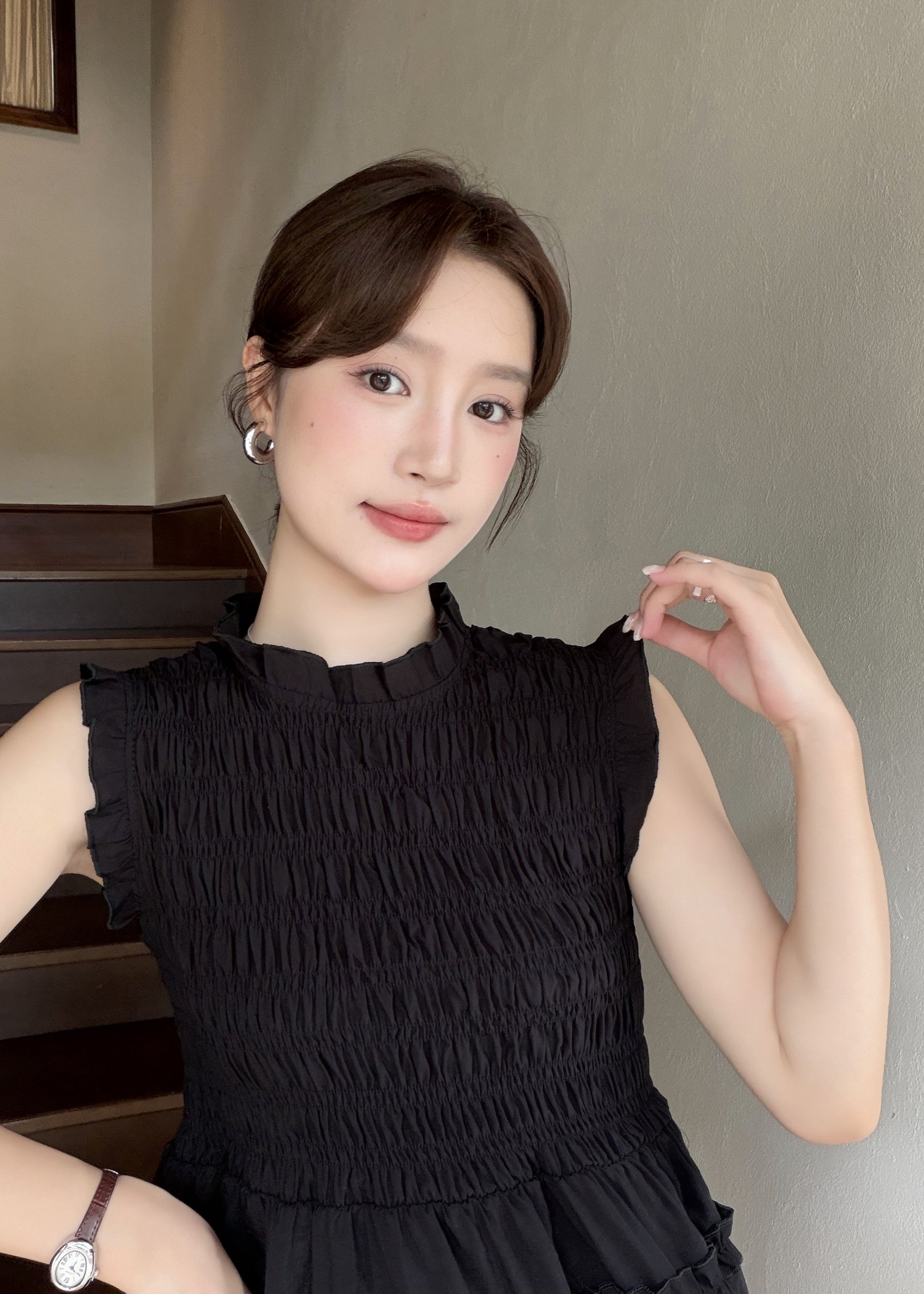Emmie Ruffles Blouse in Black
