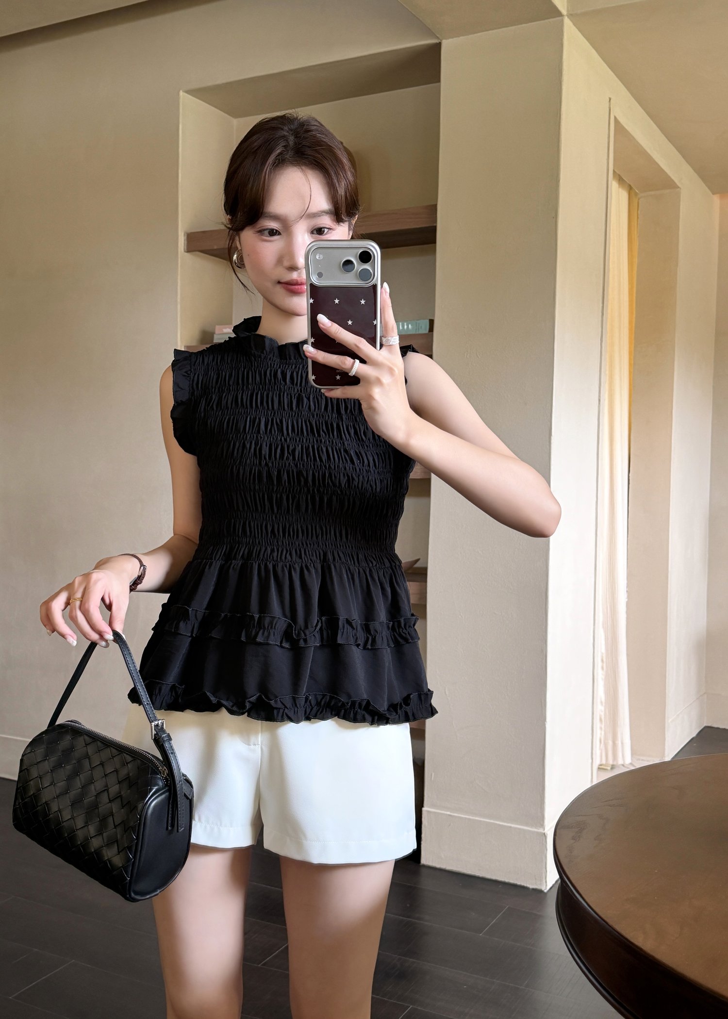 Emmie Ruffles Blouse in Black
