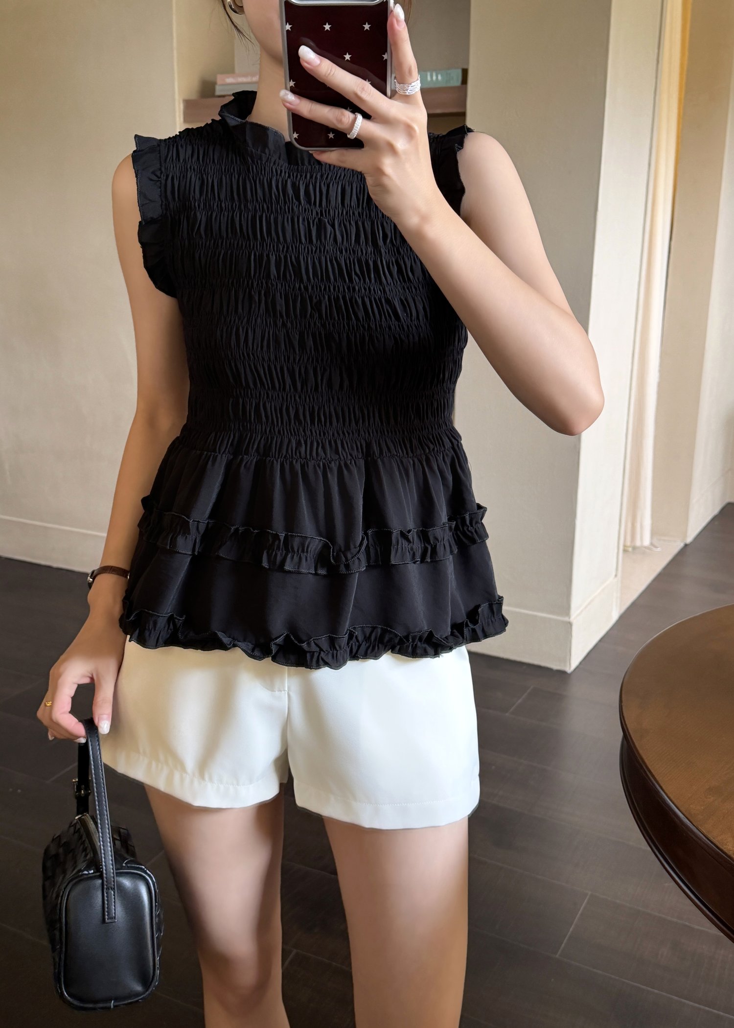 Emmie Ruffles Blouse in Black