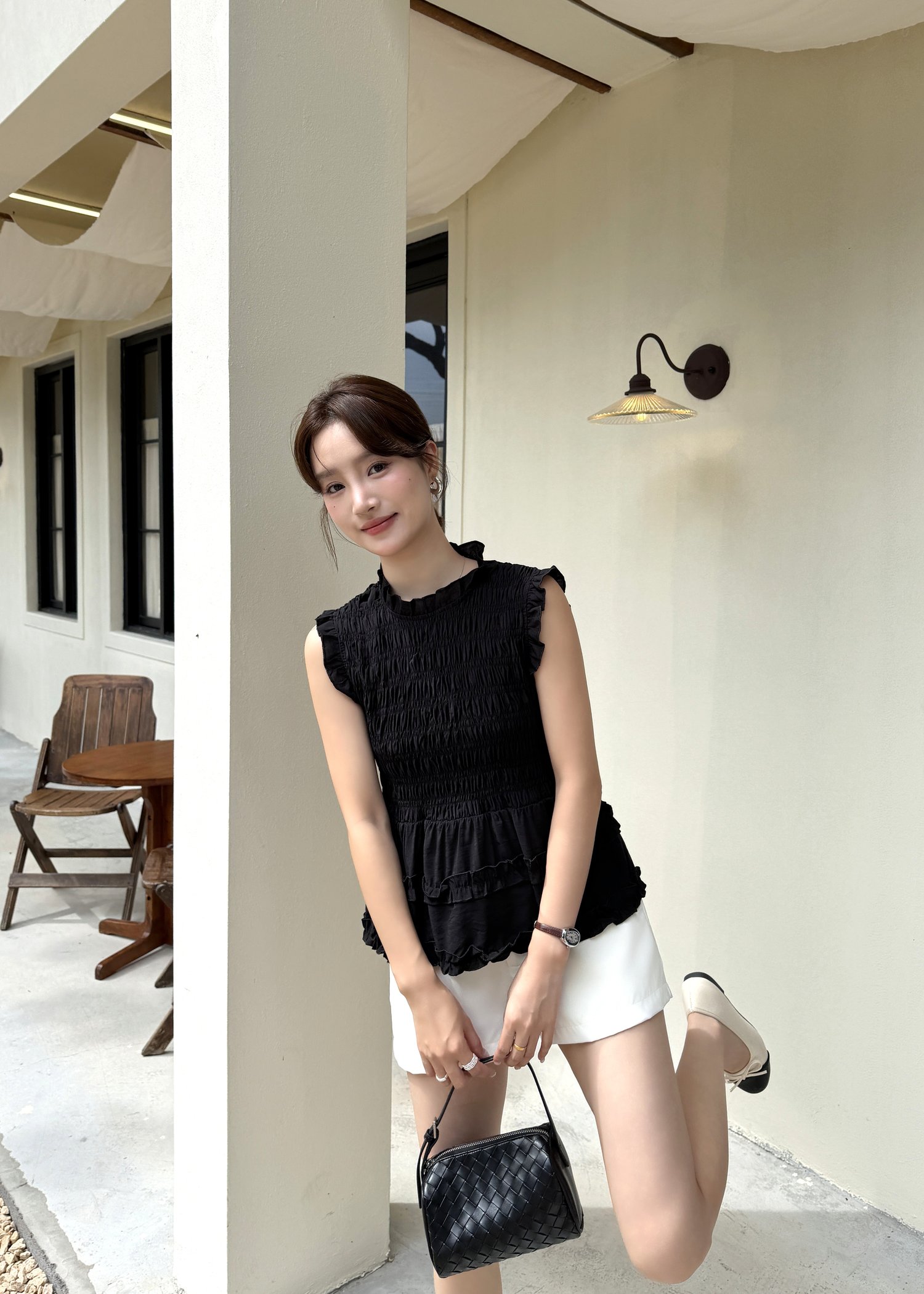 Emmie Ruffles Blouse in Black