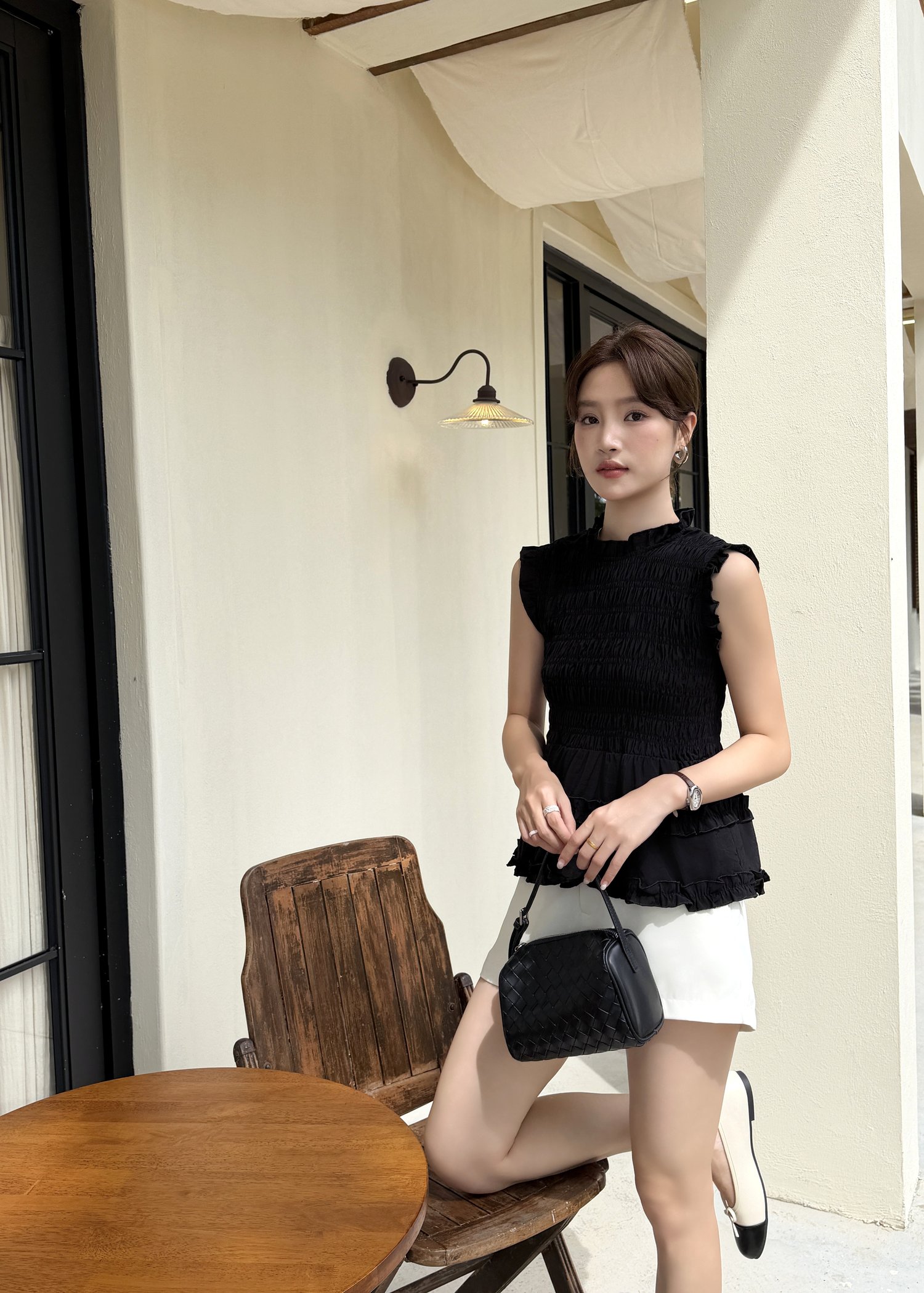 Emmie Ruffles Blouse in Black