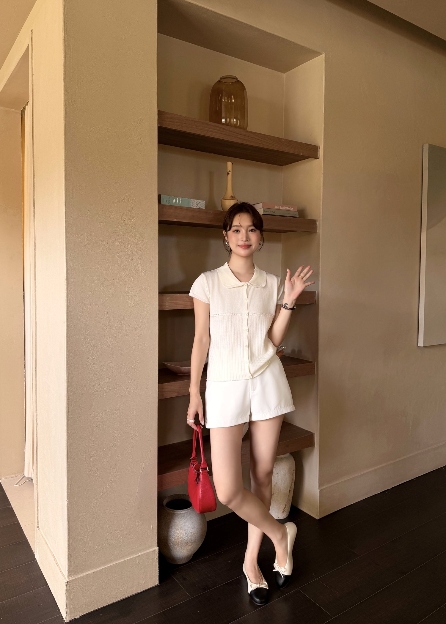 Hera Buttoned Knit Top in Milk