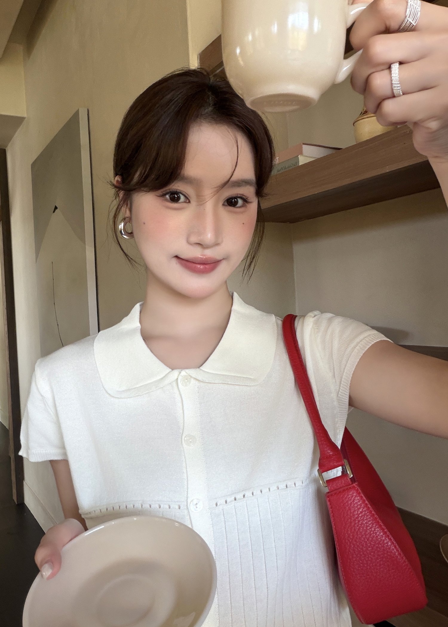 Hera Buttoned Knit Top in Milk
