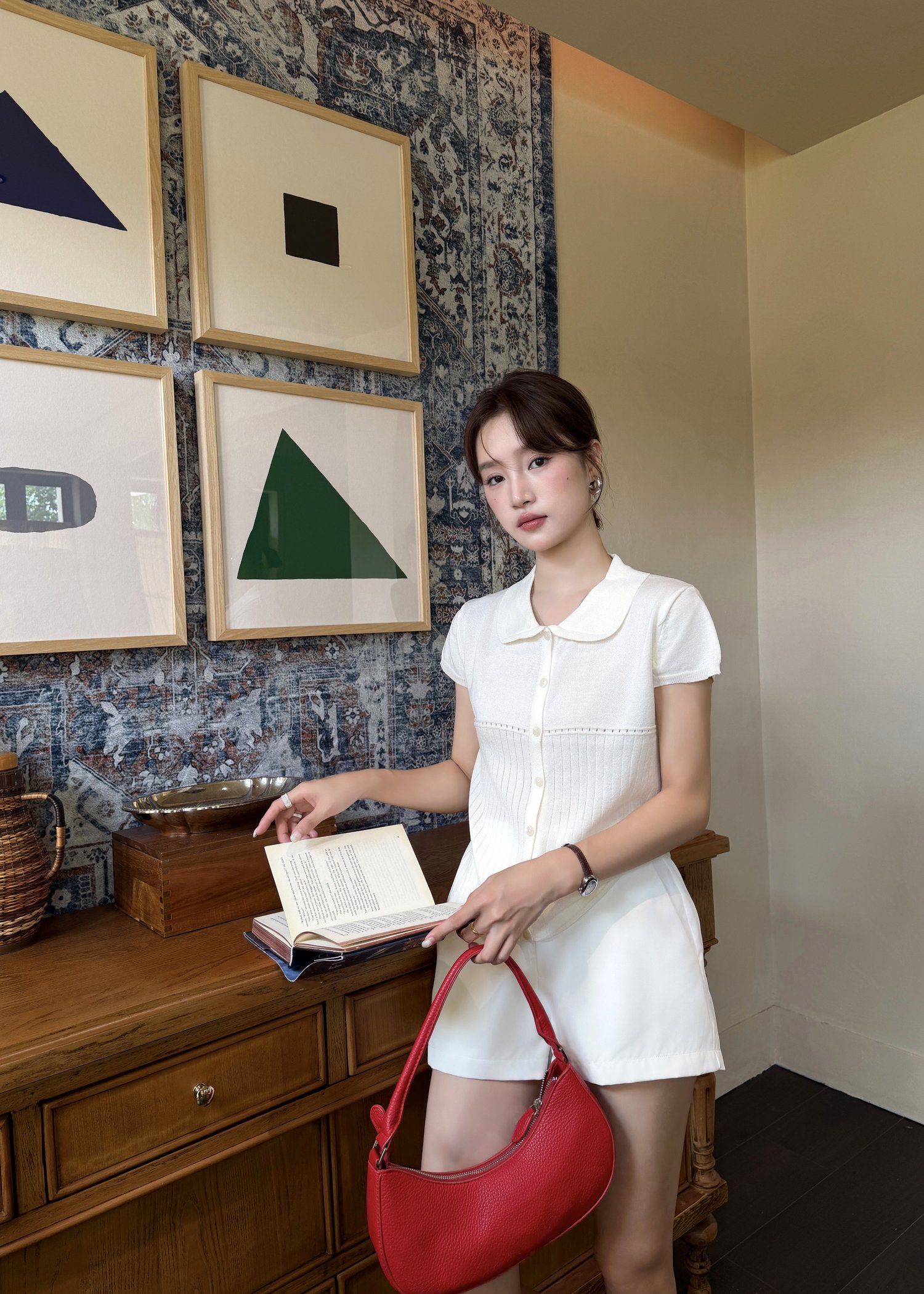 Hera Buttoned Knit Top in Milk