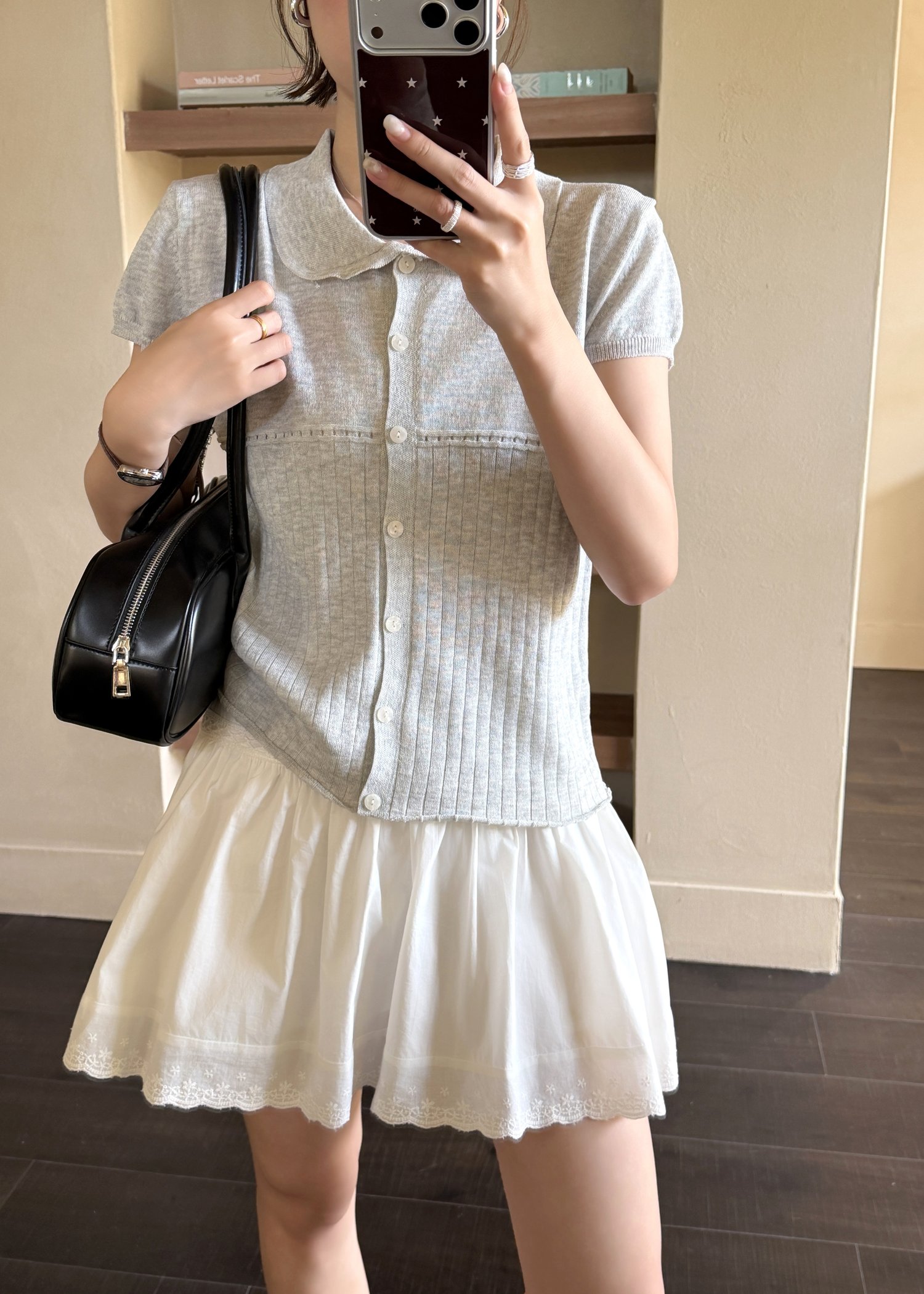 Hera Buttoned Knit Top in Grey
