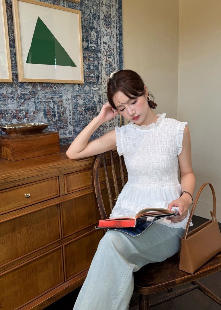 Emmie Ruffles Blouse in White