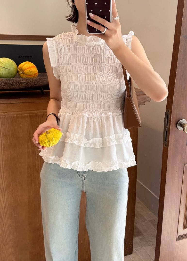 Emmie Ruffles Blouse in White