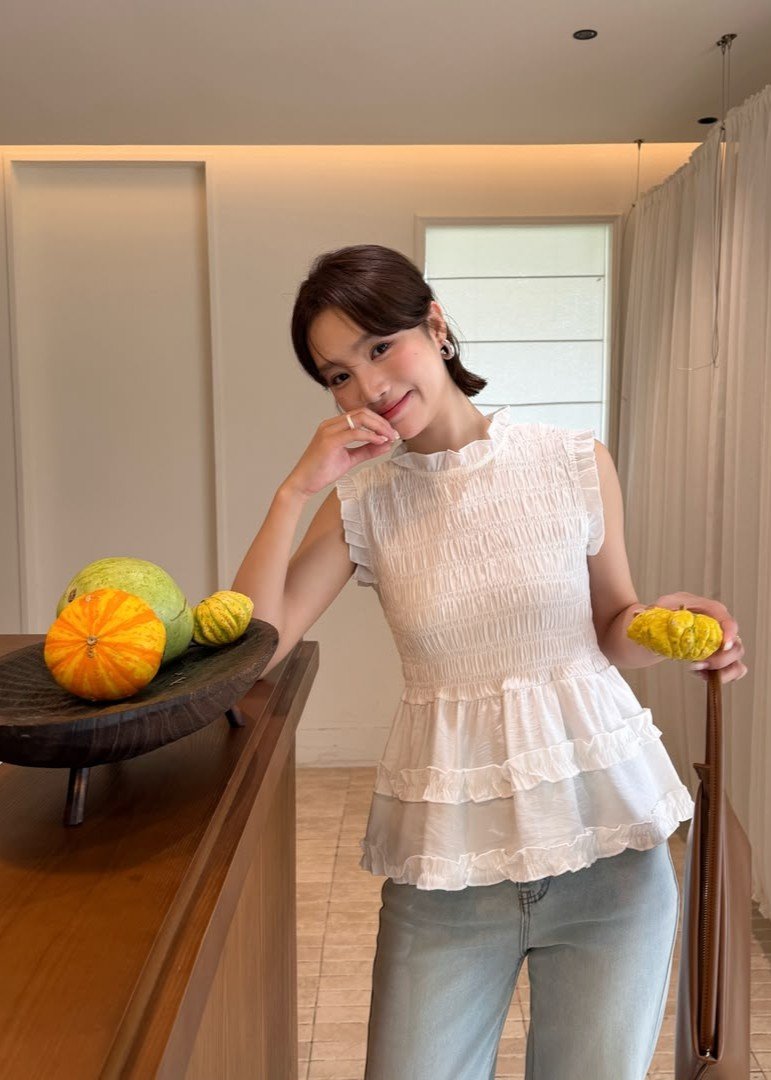 Emmie Ruffles Blouse in White