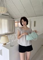 Lana Ribbon Puffy Top in Taupe