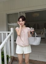 Lana Ribbon Puffy Top in Pink