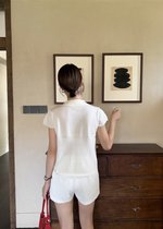 Hera Buttoned Knit Top in Milk