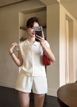 Hera Buttoned Knit Top in Milk