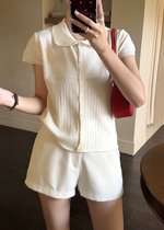Hera Buttoned Knit Top in Milk