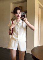 Hera Buttoned Knit Top in Milk