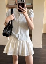 Hera Buttoned Knit Top in Grey