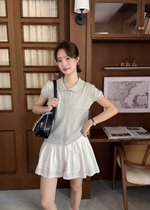 Hera Buttoned Knit Top in Grey