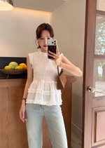 Emmie Ruffles Blouse in White