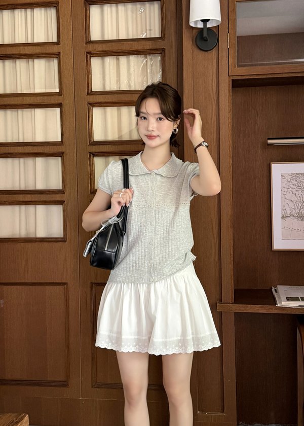Hera Buttoned Knit Top in Grey