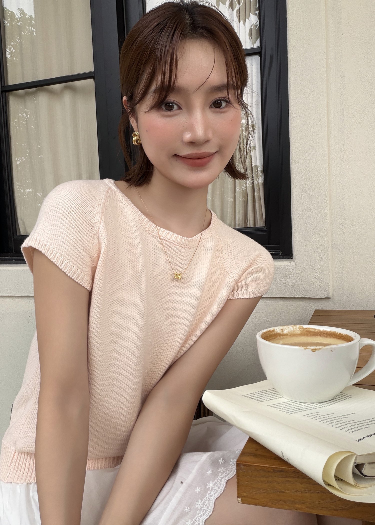 Elene Everyday Knit Top in Peach