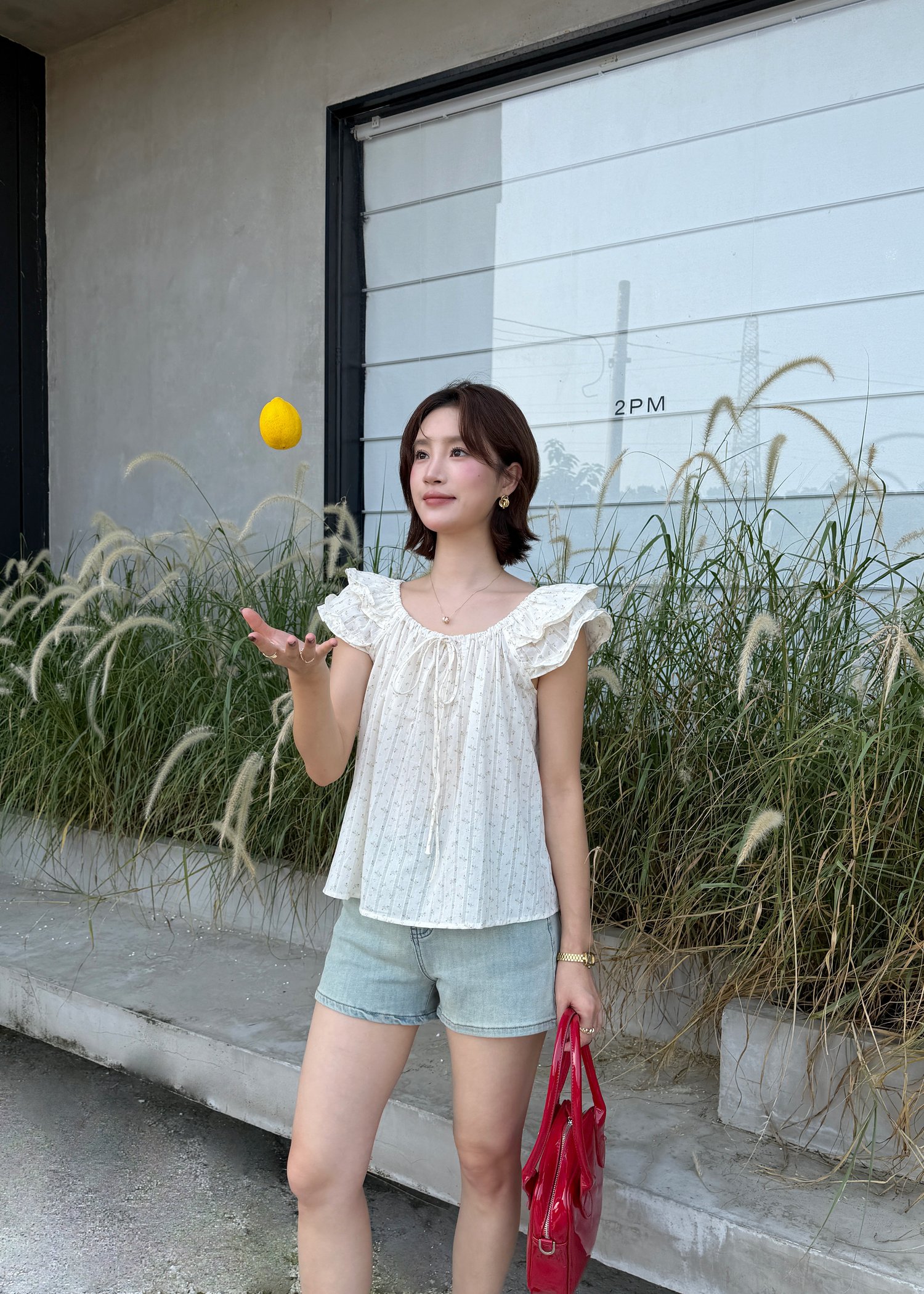 Rena Floral Blouse in White