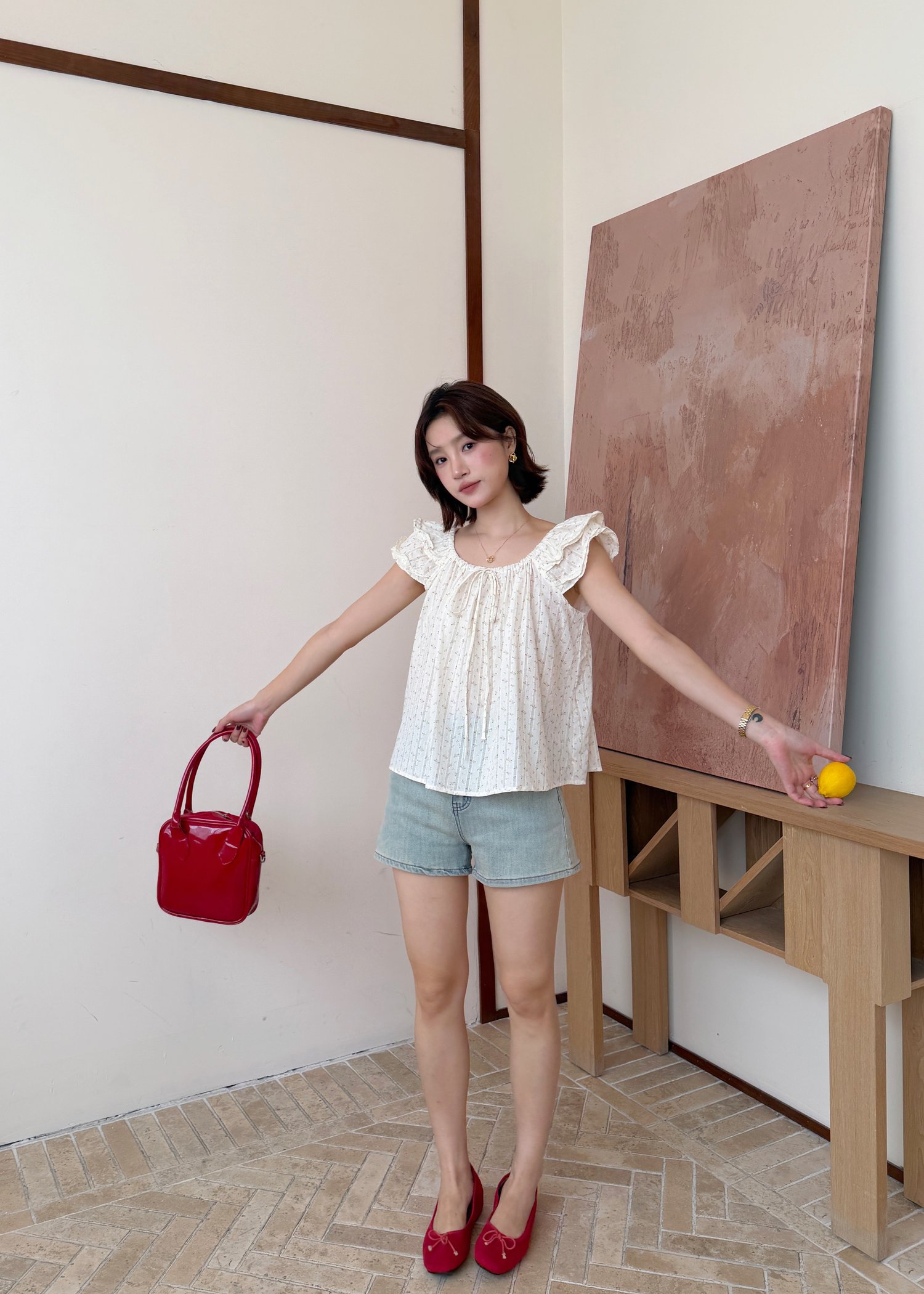 Rena Floral Blouse in White