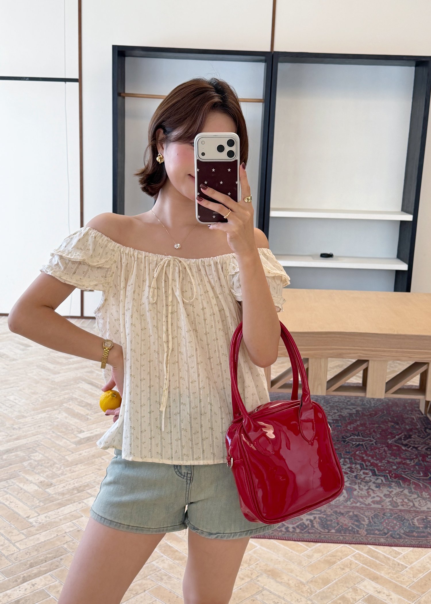 Rena Floral Blouse in White
