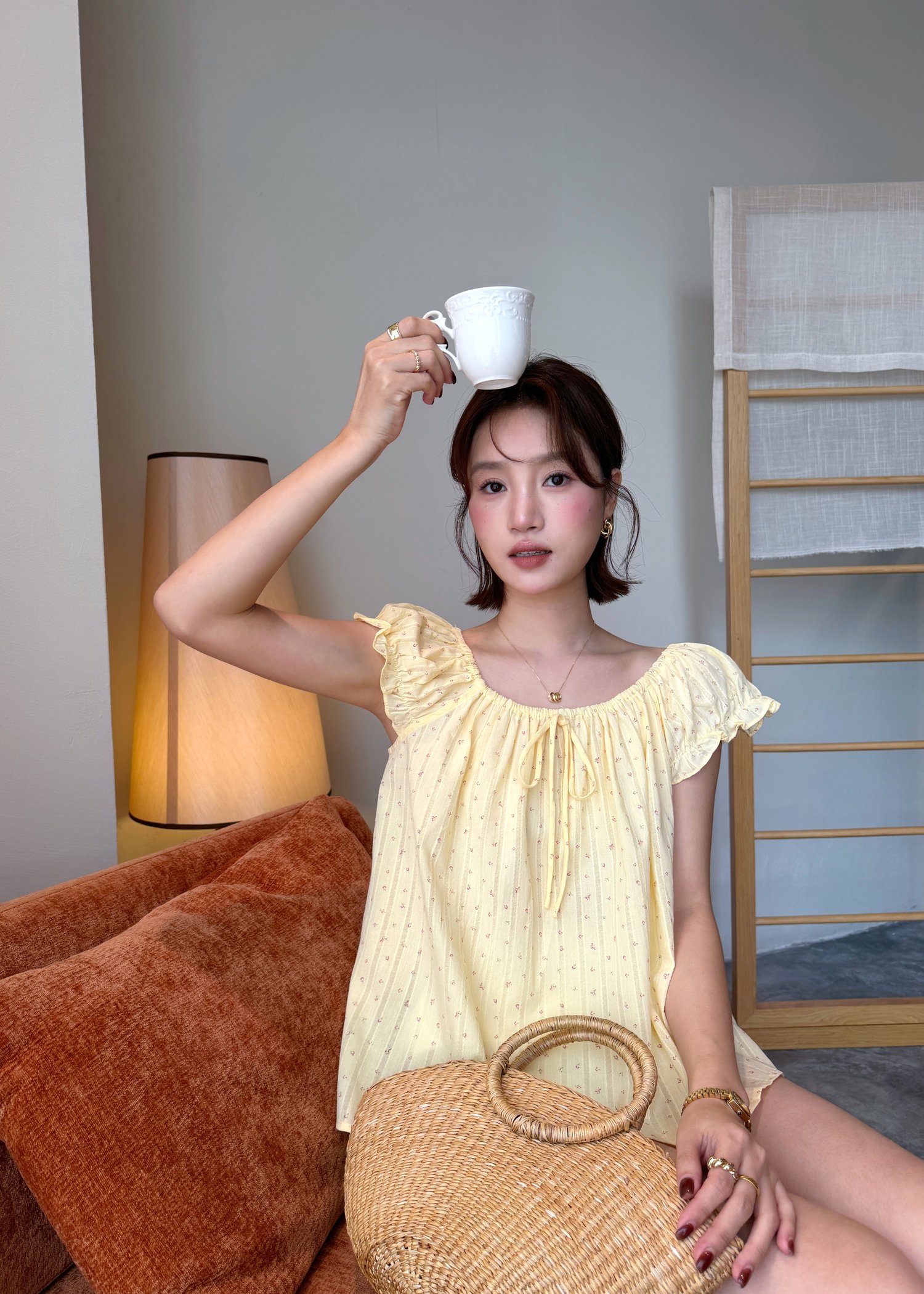 Janice Floral Blouse in Yellow