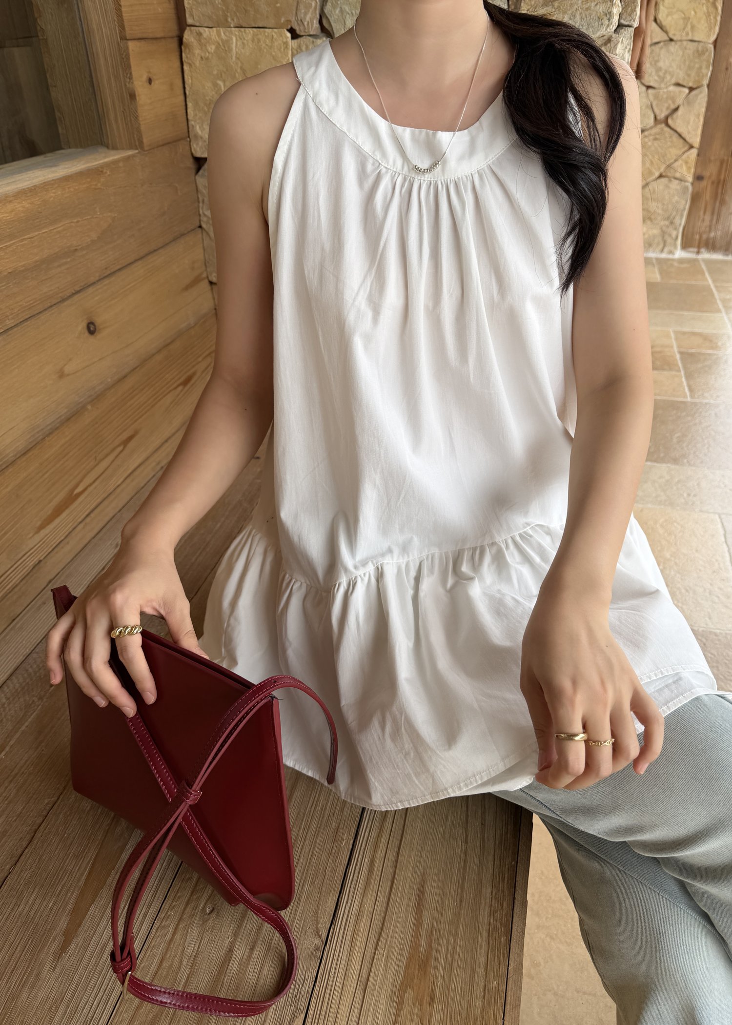 Dora Flare Halter Top in White