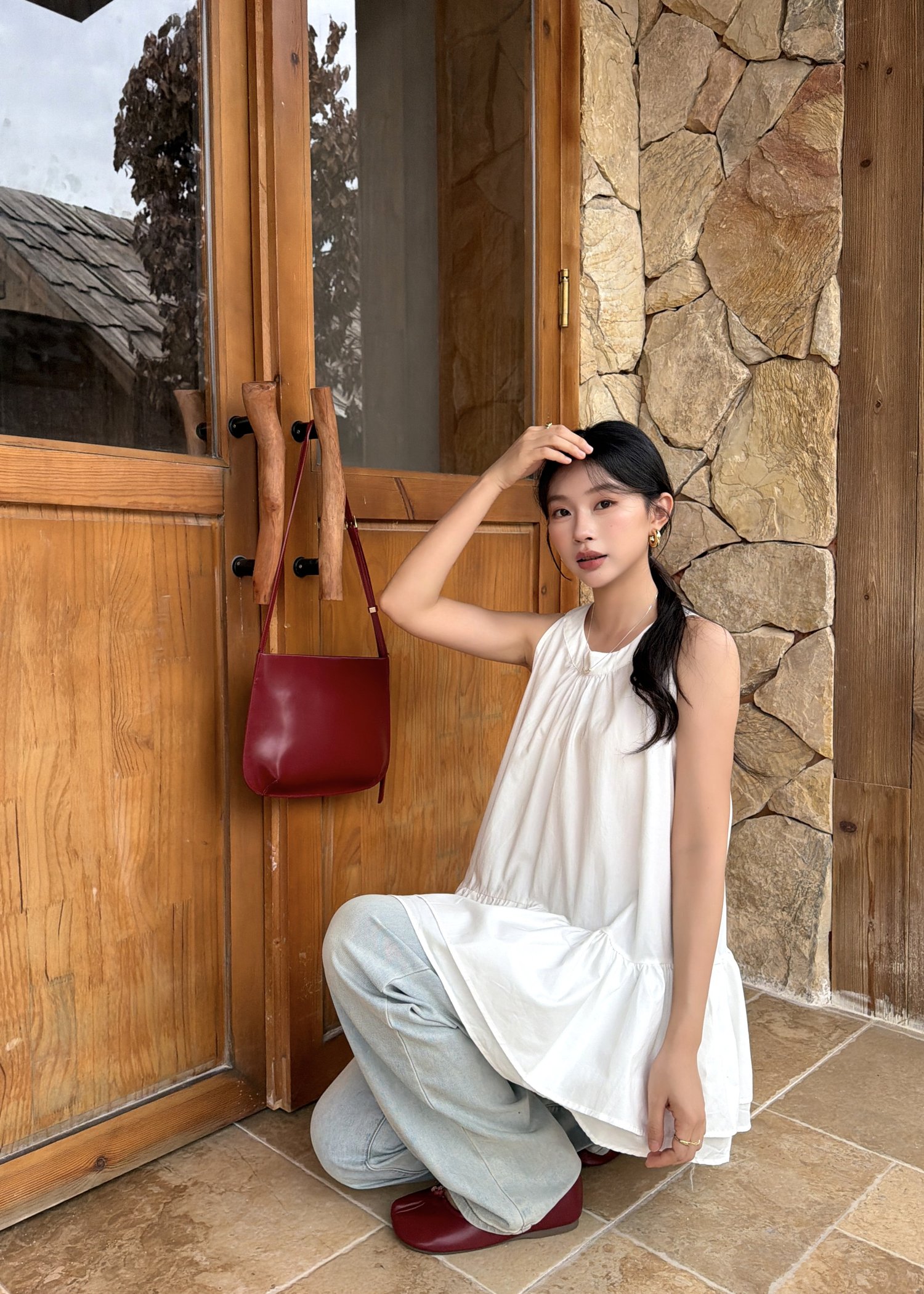 Dora Flare Halter Top in White