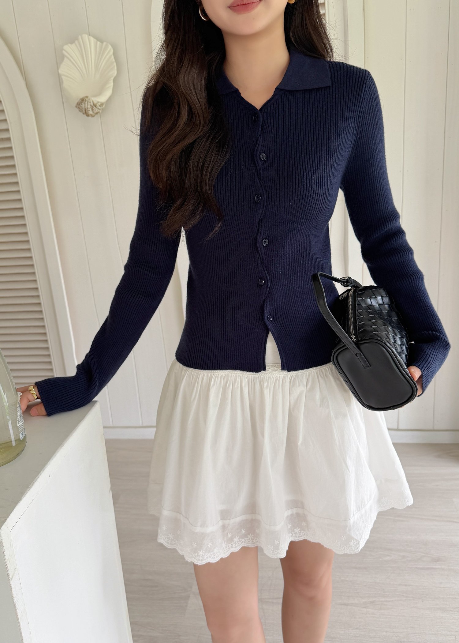 365 Days Basic Knit Top in Navy Blue