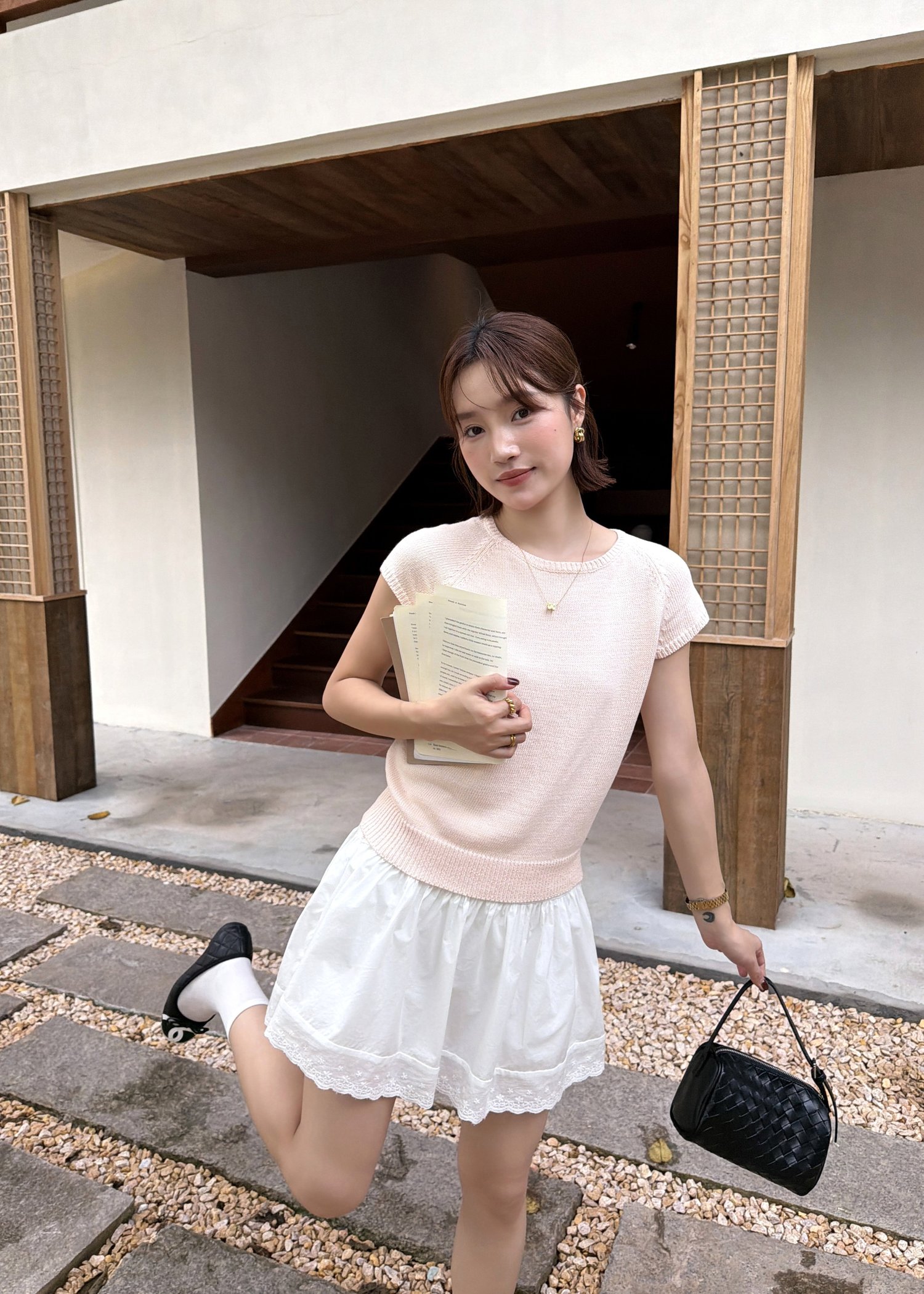 Elene Everyday Knit Top in Peach