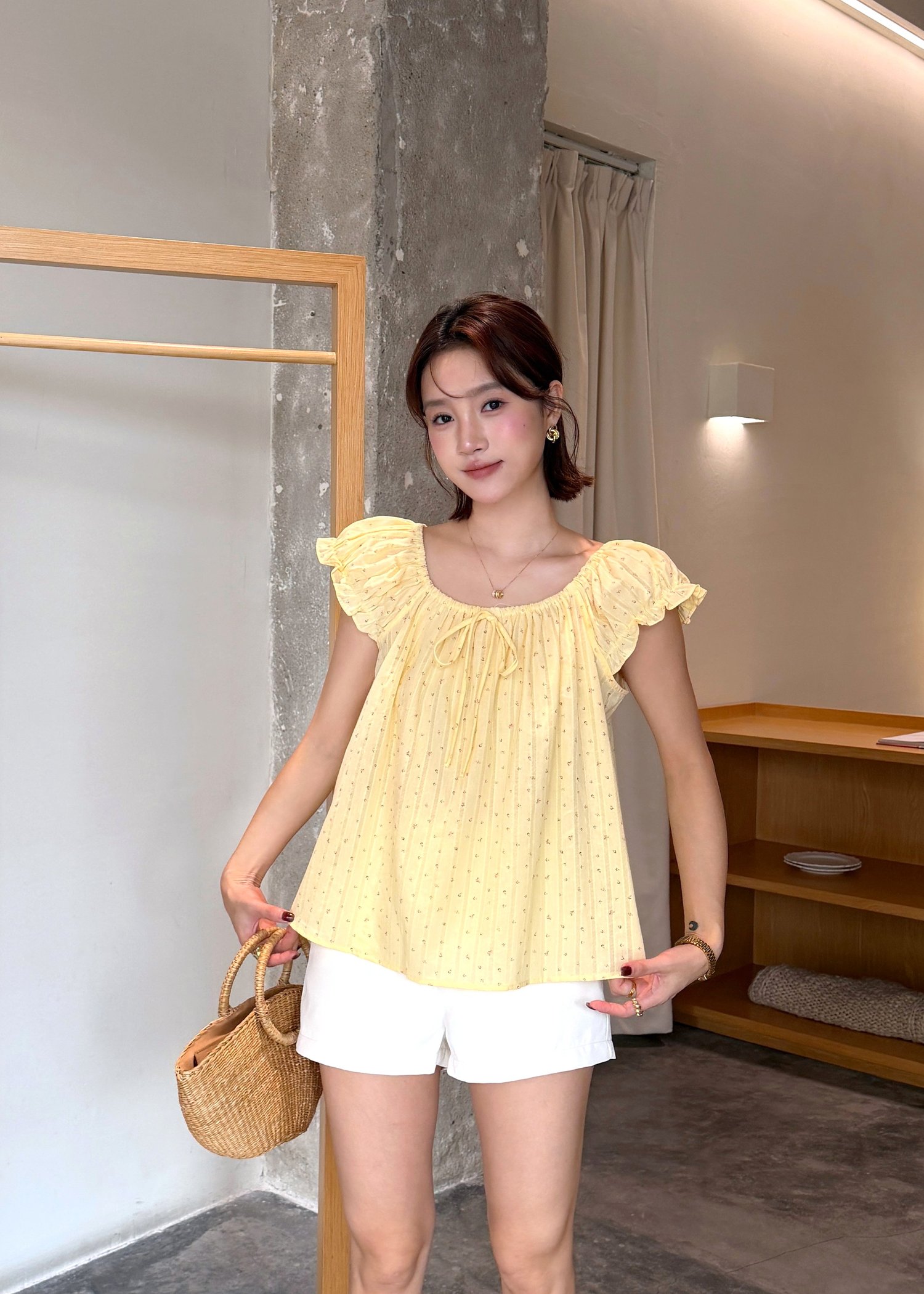 Janice Floral Blouse in Yellow