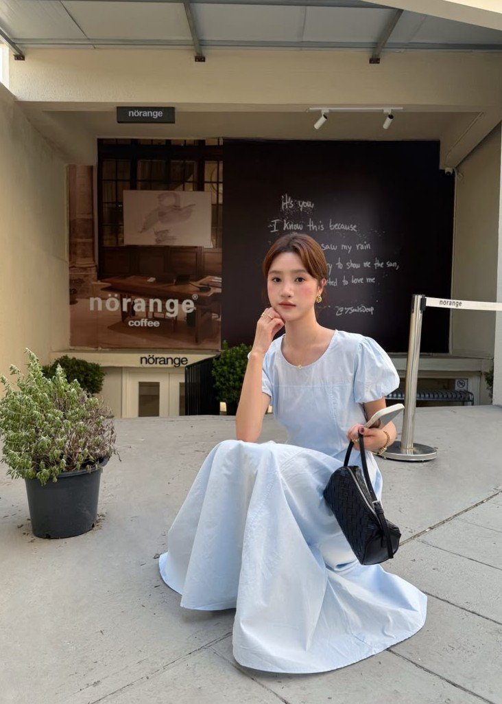 Gracie French Maxi Dress in Blue