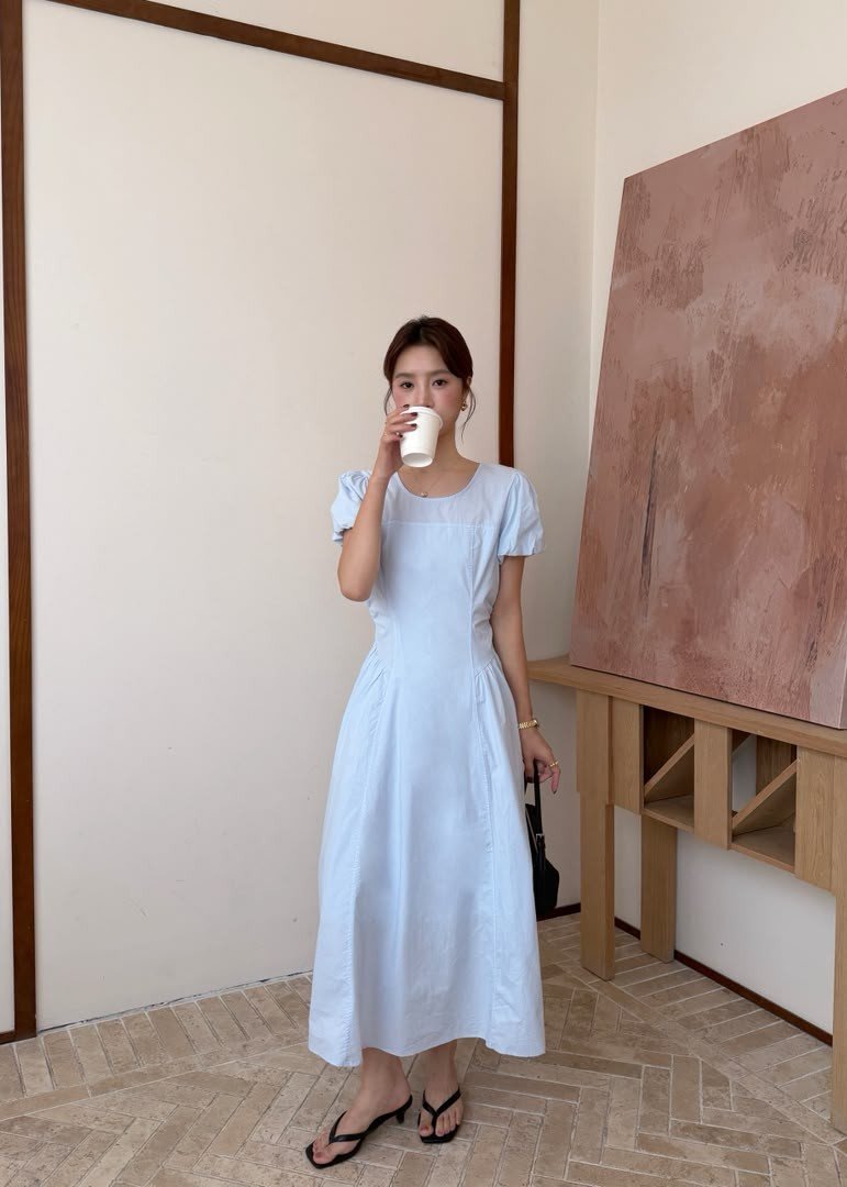 Gracie French Maxi Dress in Blue
