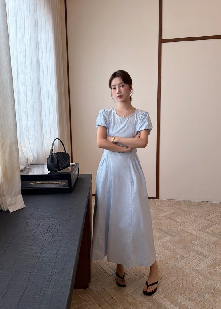 Gracie French Maxi Dress in Blue