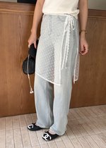Lace Trim Polka Dot Apron Skirt