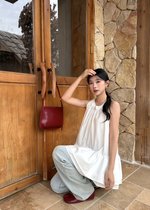 Dora Flare Halter Top in White