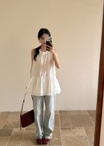 Dora Flare Halter Top in White