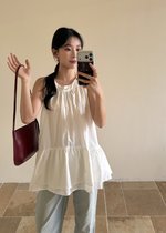 Dora Flare Halter Top in White