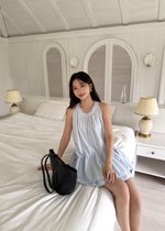 Dora Flare Halter Top in Baby Blue