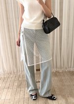 Lace Trim Polka Dot Apron Skirt