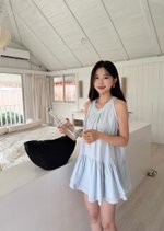 Dora Flare Halter Top in Baby Blue