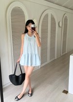 Dora Flare Halter Top in Baby Blue