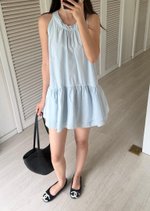 Dora Flare Halter Top in Baby Blue