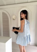 Dora Flare Halter Top in Baby Blue