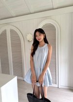 Dora Flare Halter Top in Baby Blue