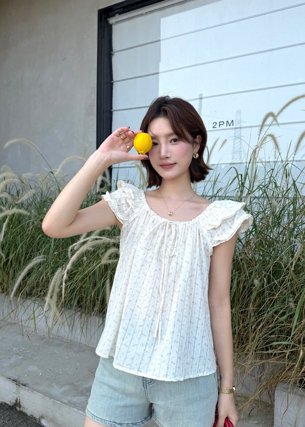 Rena Floral Blouse in White