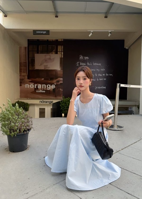 Gracie French Maxi Dress in Blue